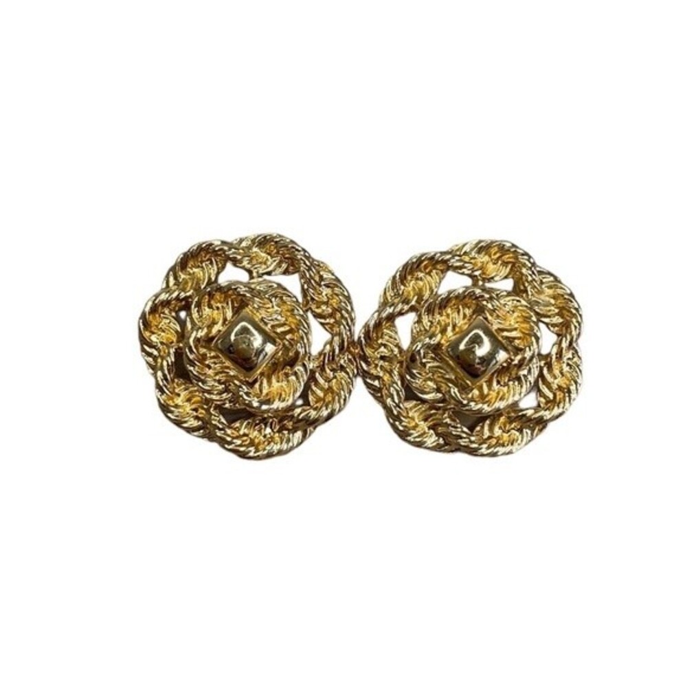 Monet Gold Tone Twisted Rope Clip On Earrings